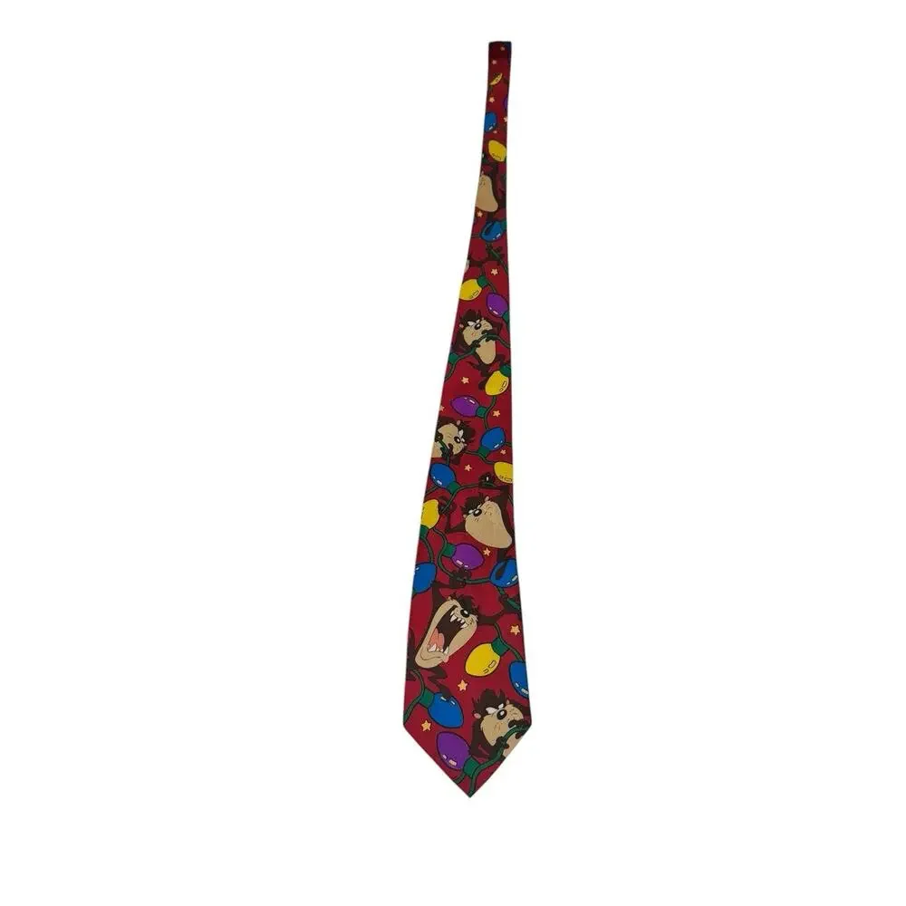 Looney Tunes By Balancine Taz Christmas Lights Holiday Novelty Necktie 100% Silk